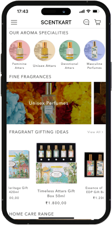 Mobile page of Scentkart App