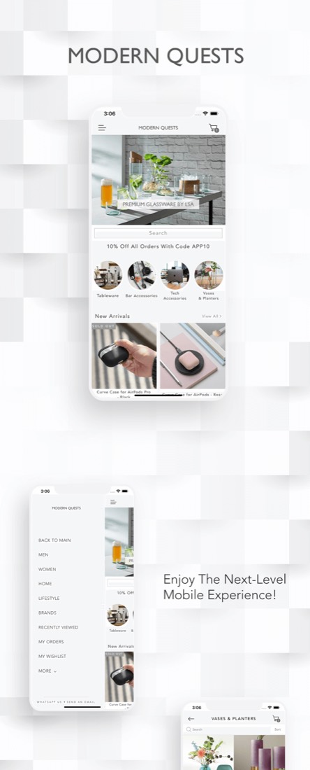 Modern Quests mobile app built with Shopney