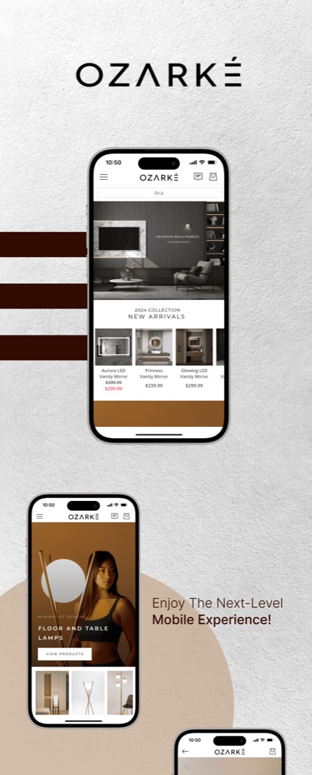Ozarke mobile app built with Shopney